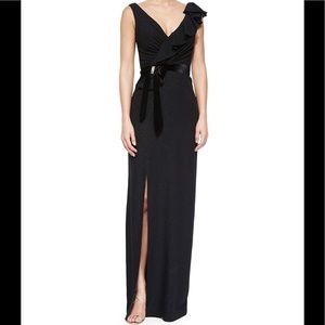 SOLD  Jenny Packham Black Ruffled Wrap Gown- New